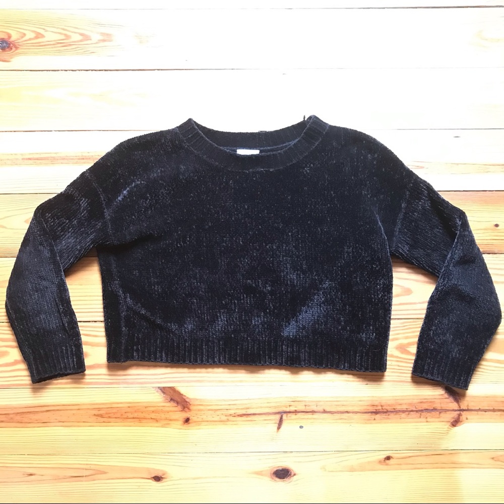 Urban Outfitters Black Chenille Cropped Sweater, S - Picture 3 of 12